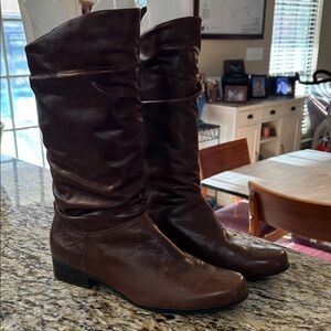 liz & co. Dark Brown Leather Low Heeled Boots non slip sole
